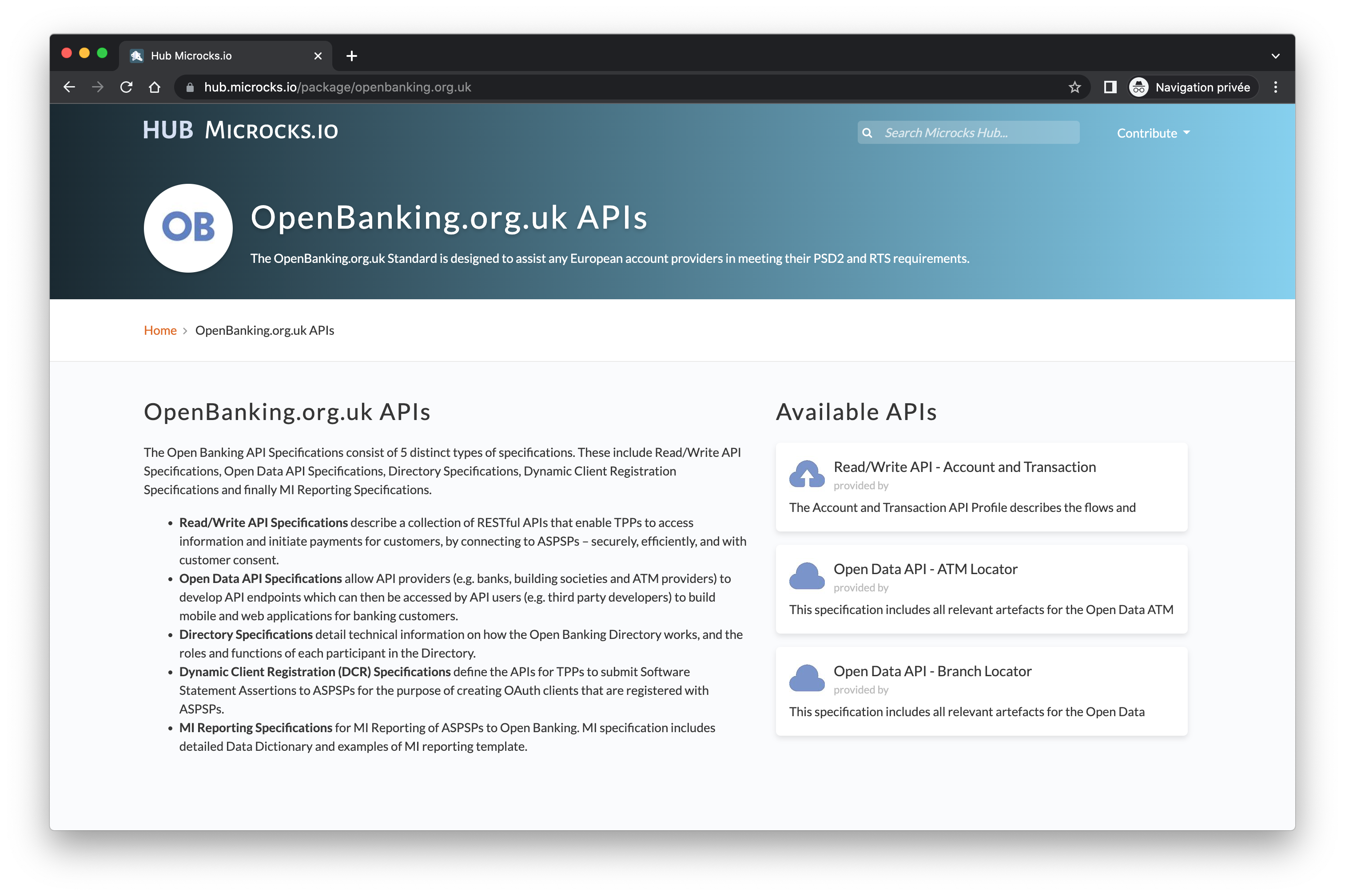 OpenBanking API in the Hub